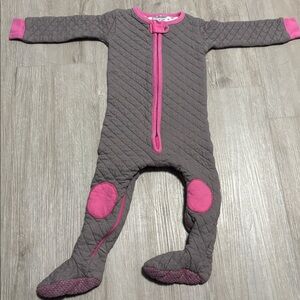 Baby DeeDee Gray Quilted Onesie with Pink Trim